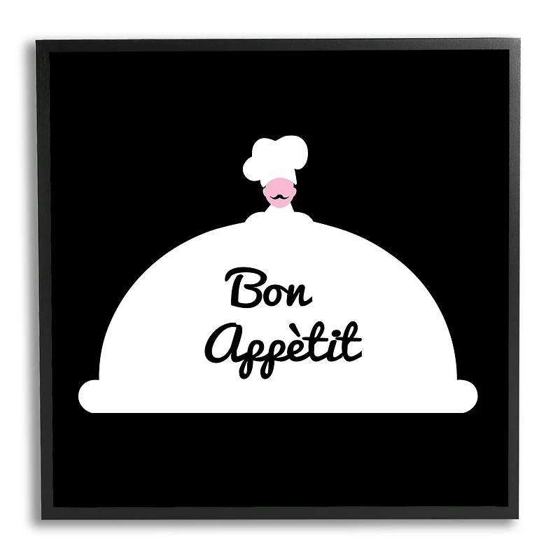 Stupell Industries Bon Appetit Phrase Mustache Chef Modern Design Framed Wall Art