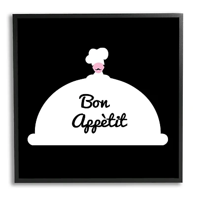Stupell Industries Bon Appetit Phrase Mustache Chef Modern Design Framed Wall Art