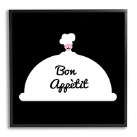 Stupell Industries Bon Appetit Phrase Mustache Chef Modern Design Framed Wall Art