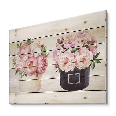 Designart - Flower Box With Peonies and Rose