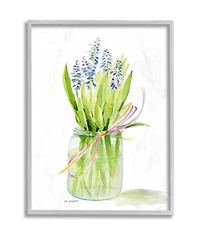 Stupell Industries Blue Hyacinth Flower Arrangement Wall Art in Gray Frame