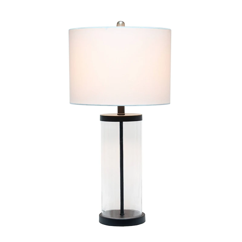 Lalia Home 27.5" Entrapped Glass Table Lamp with White Fabric Shade