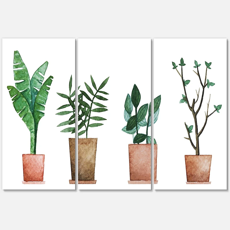 Designart - Duo of Potted Flowers House Plants