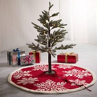 Glitzhome® Knitted Christmas Snowflake Stocking & Tree Skirt Set