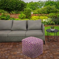 16" Hand Woven Patterned Pouf Ottoman