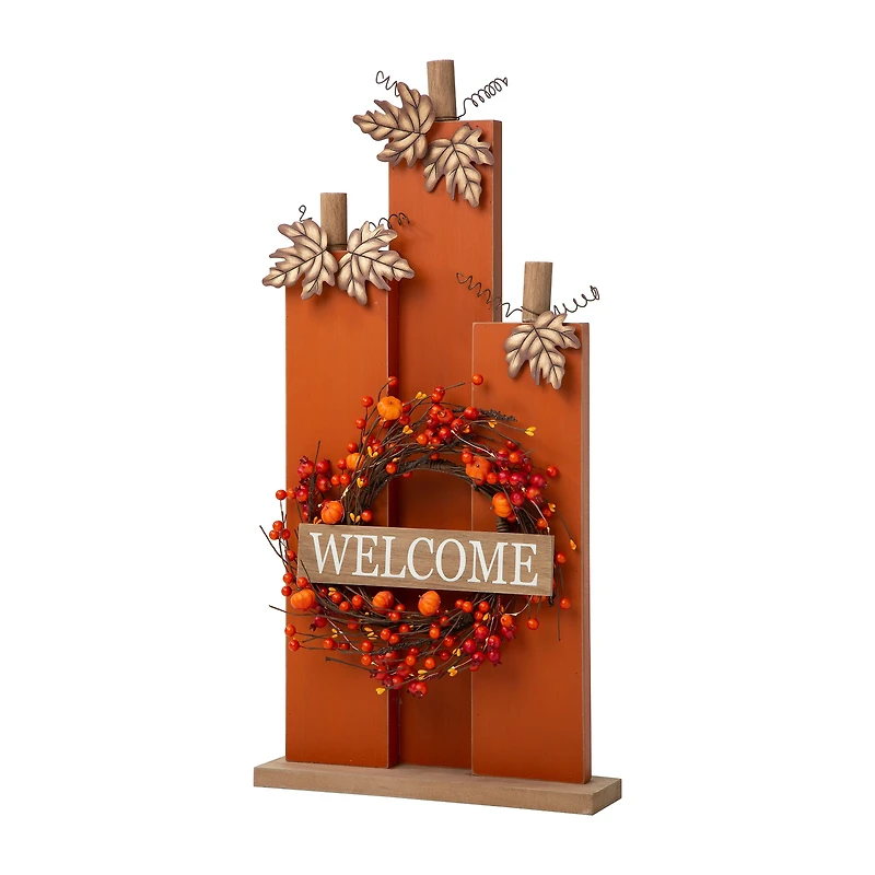 Glitzhome® 30" Fall Lighted Pumpkin & Wreath Décor