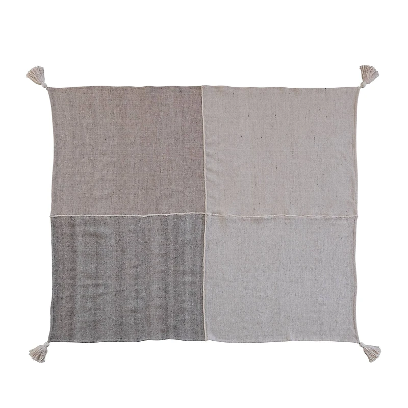 Hello Honey® Natural & Gray Patchwork Throw Blanket with Tassels