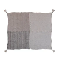 Hello Honey® Natural & Gray Patchwork Throw Blanket with Tassels