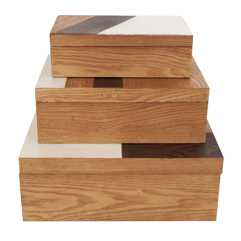 Brown & Cream Wooden Geometric Box Set