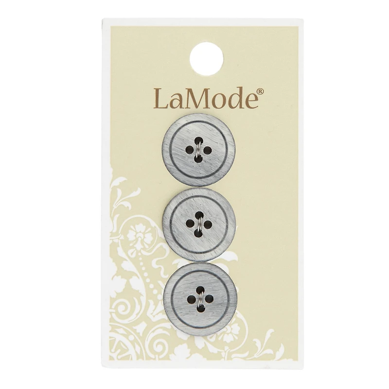 LaMode® 3/4" Light Gray 4-Hole Buttons, 3ct.