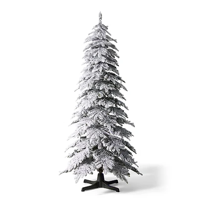 7.5ft. Pre-Lit Flocked Rotating Slim Spruce Artificial Christmas Tree, Color Changing LED Lights