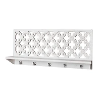 30" White Hand-Carved Floating Wall Shelf