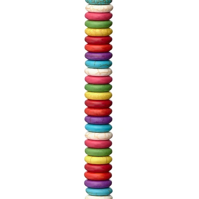 12 Pack:  Colorful Howlite Stone Rondelle Beads, 11mm by Bead Landing™