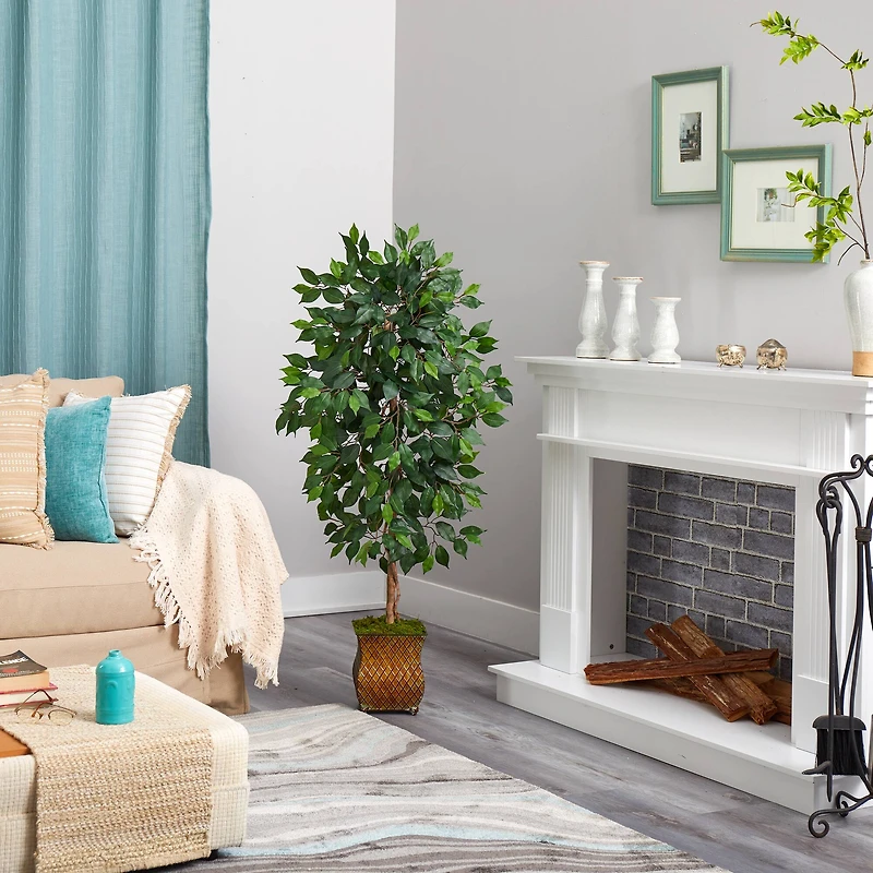 4ft. Ficus Artificial Tree in Metal Planter