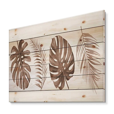 Designart - Tropical Monstera and Palm Leaf In Terracotta