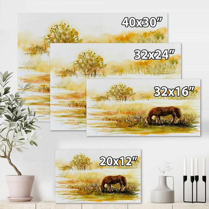 Designart - Horse Grazing On A Meadow
