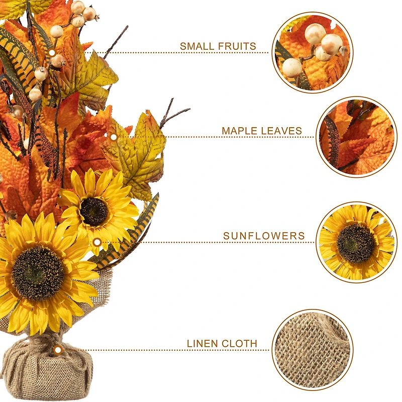 Glitzhome® 21" Fall Sunflower Leaf Table Tree