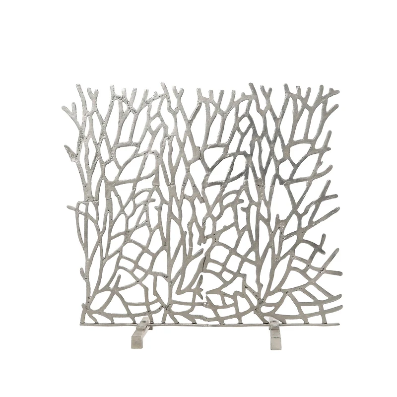 Coral Inspired Single Panel Aluminum Fireplace Screen