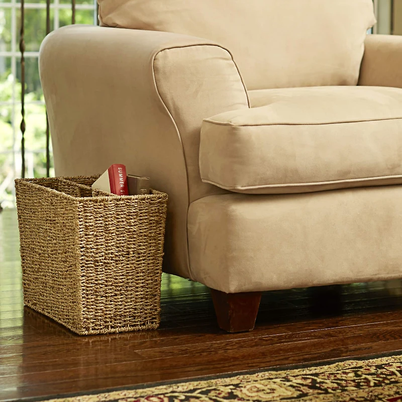 Household Essentials 17" Seagrass Wide Side by Side Magazine Rack