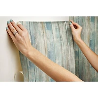 RoomMates Blue Distressed Wood Peel & Stick Wallpaper