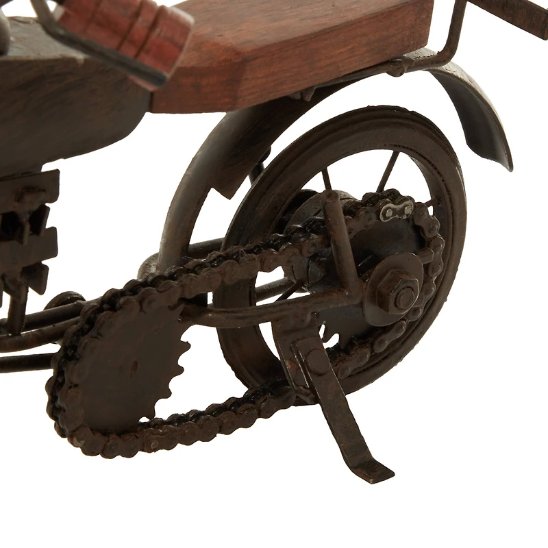 Brown Metal Contemporary Motorcycle Sculpture Set