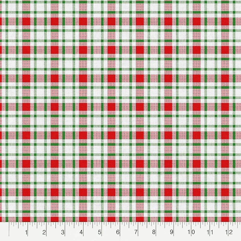 Fabric Editions White Winter Plaid Cotton Fabric
