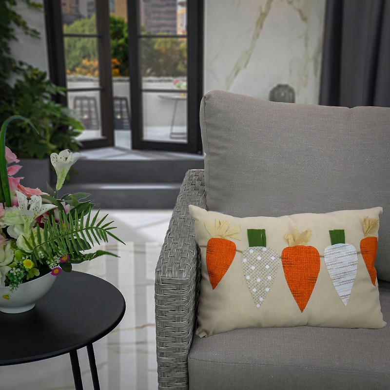 18'' x 10'' String of Carrots Easter Pillow