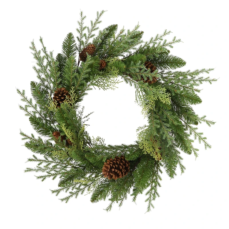 Puleo 24" Green Cypress Floral Spring Door Wreath