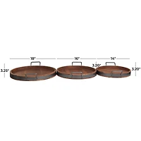 Round Wood Decorative Nesting Tray Set