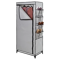 Honey Can Do 27" Gray Portable Wardrobe Closet with Cover & Side Pockets