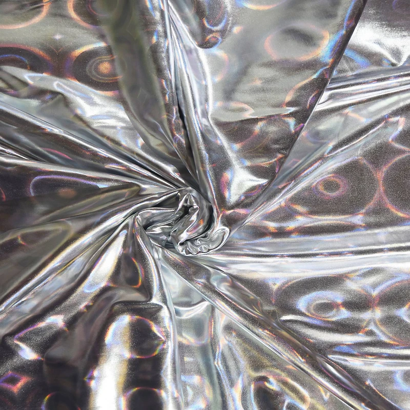 Feldman Silver Hologram Circle Stretch Knit Fabric