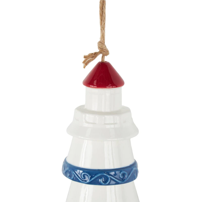 21" Red, White & Blue Ceramic Light House Windchime