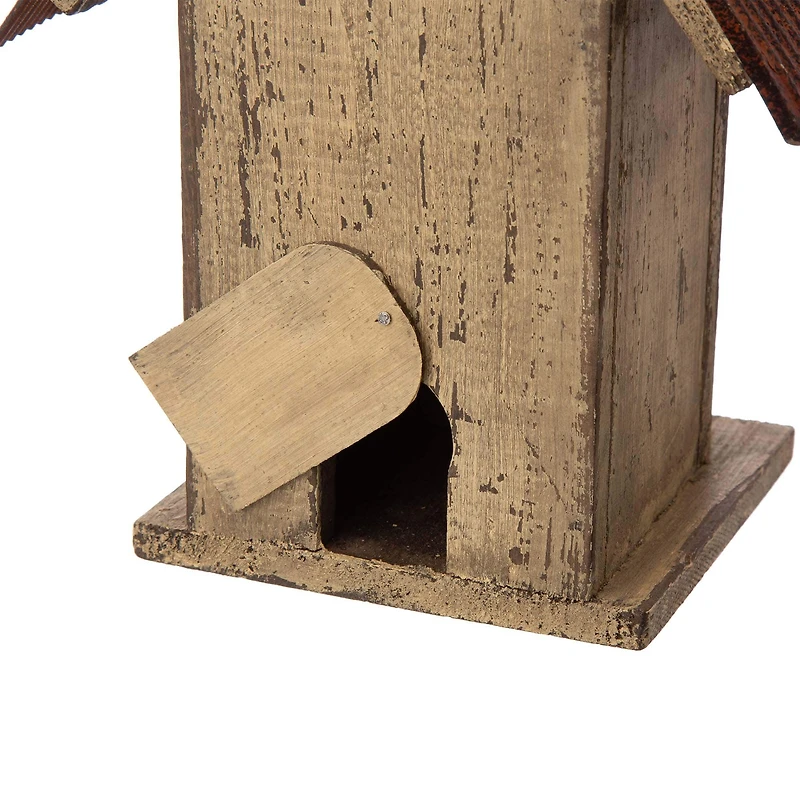 Glitzhome® Tall Distressed Wood Church Bird House