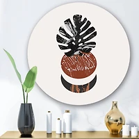 Designart - Abstact Minimal Sun, Moon & Tropical Palm Leaf II