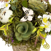 7" Wooden Mixed Floral & Easter Egg Artificial Arrangement
