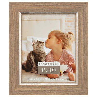 Expressions™ 8" x 10" Faux Wood with Silver Inner Frame by Studio Décor®