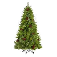 6ft. Unlit Montana Mixed Pine Artificial Christmas Tree with Pinecones and Berries