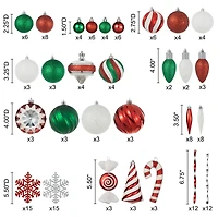 Glitzhome® 160 Pack Whimsical Red & Green Deluxe Boxed Shatterproof Ornaments