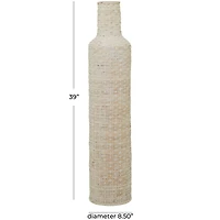 White Bamboo Tall Woven Floor Vase 9" x 9" x 39"