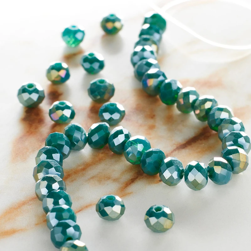 Aqua Rondelle Luster Glass Beads, 6mm by Bead Landing™