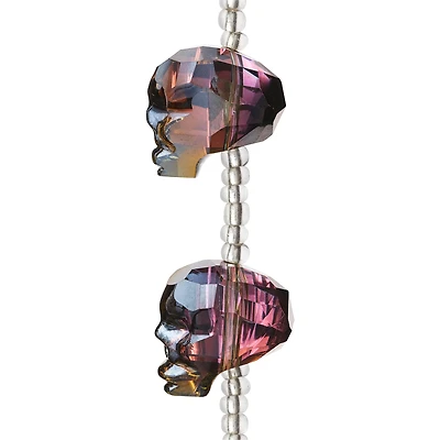 12 Pack: 4 ct. (48 total) Gunmetal Faceted Glass Skull Beads, 20mm by Bead Landing™