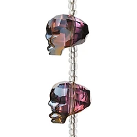12 Pack: 4 ct. (48 total) Gunmetal Faceted Glass Skull Beads, 20mm by Bead Landing™