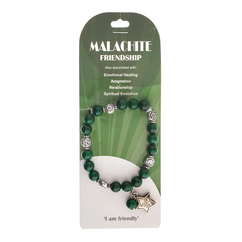 John Bead Malachite Natural Stone Stretch Bracelet with Star Charm