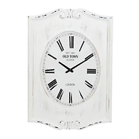 White Wood Farmhouse Wall Clock, 31" x 22" x 4"
