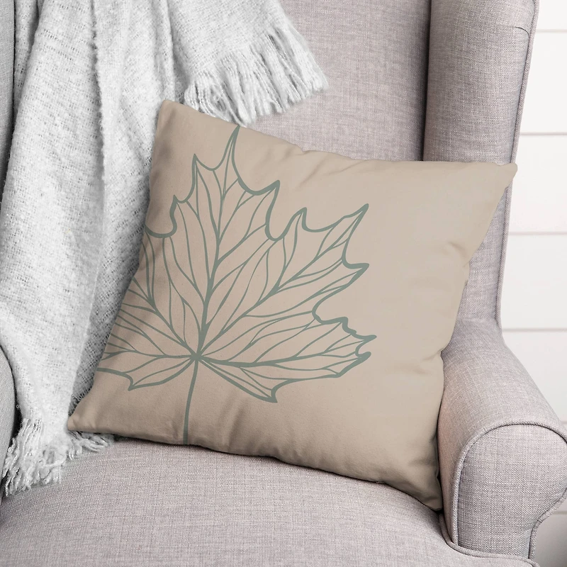 Blue Fall Leaf Throw Pillow