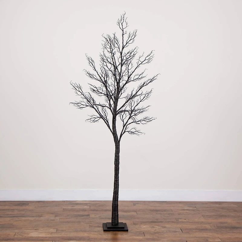 7ft. Pre-Lit Halloween Minimalist Twig Artificial Fall Tree with 400 Orange & Purple LED Lights