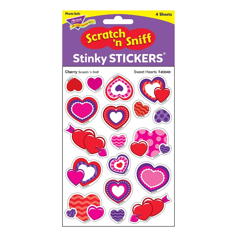 Trend Enterprises® Sweet Hearts Stinky Stickers®, 6 Packs of 72