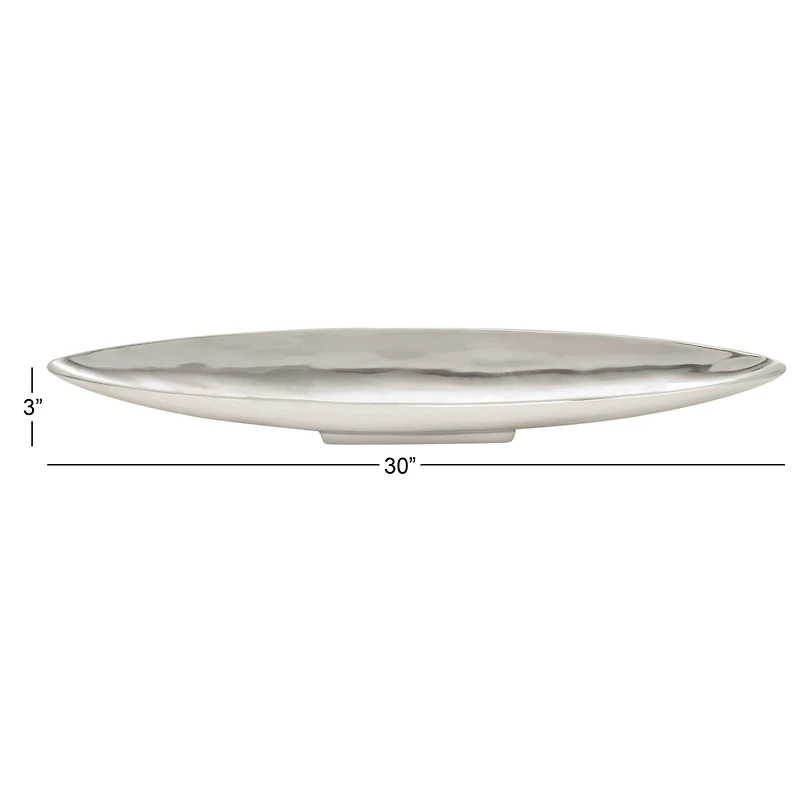 30" Silver Aluminum Modern Boat Tray