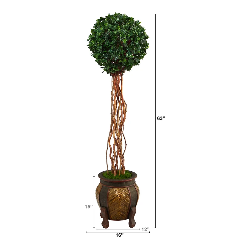 5.5ft. English Ivy Single Ball Artificial Topiary Tree in Decorative Planter