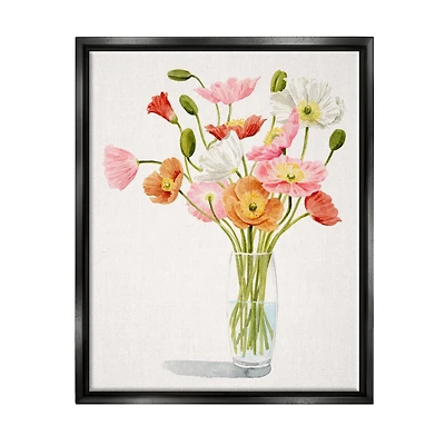 Stupell Industries Vivid Poppies Glass Floral Bouquet Arrangement Framed Floater Canvas Wall Art